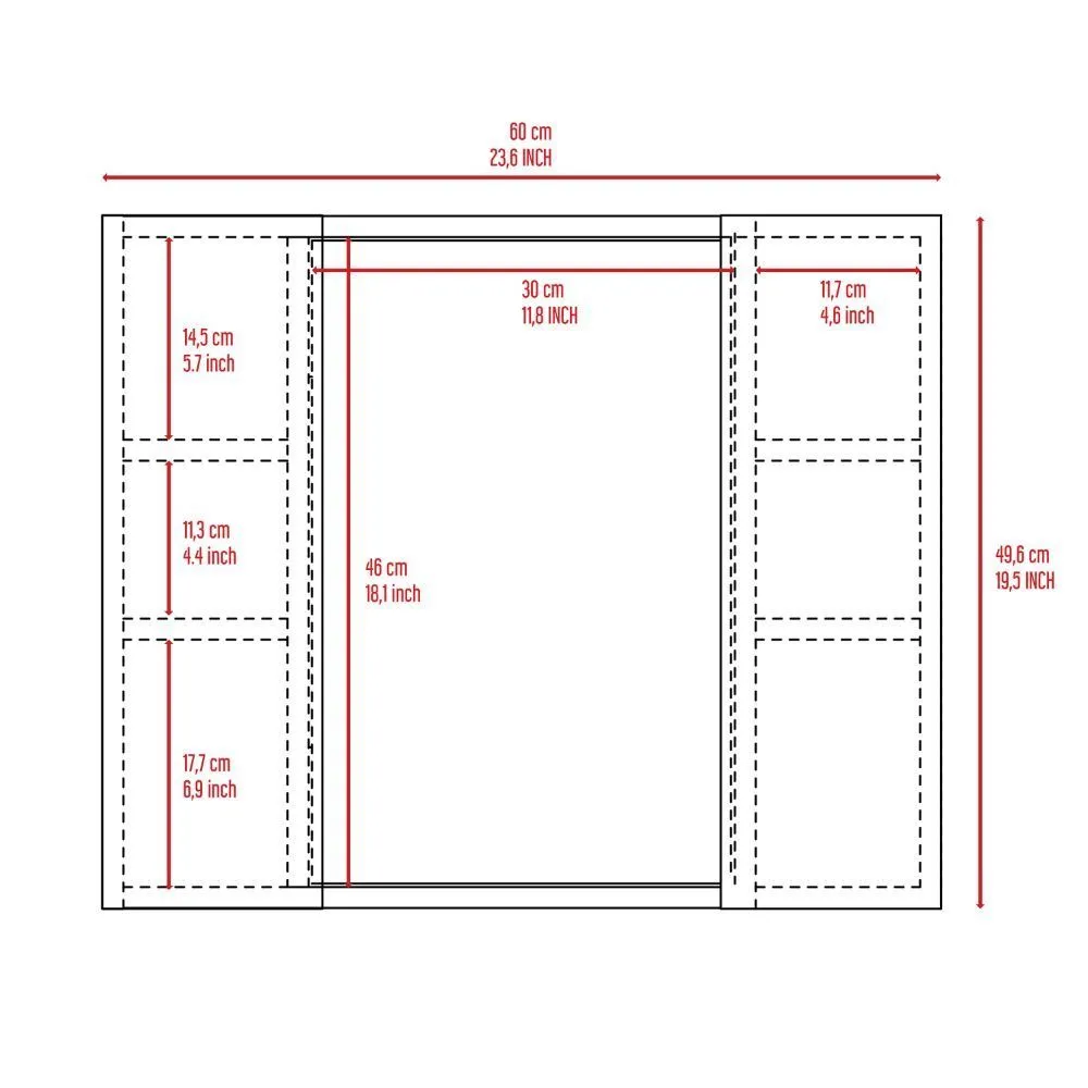 Medicine Cabinet, Double Door, Mirror, One External Shelf